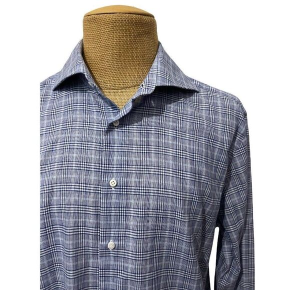 Suitsupply Men's Long‎ Sleee Dress Shirt Nova Check Cotton Size 17 3/4 - 45 - Picture 3 of 9